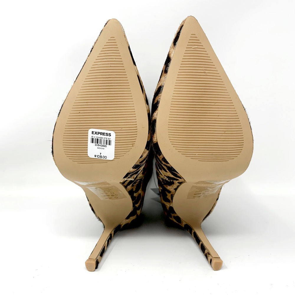 NWT $108 Express Genuine Calf Hair Leopard Side Zip Pointed Toe Ankle Boots 7 - Picture 10 of 10
